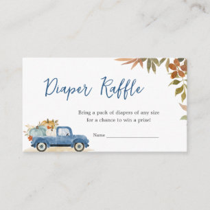 Blue Truck Fall Pumpkin Baby Shower Diaper Raffle Enclosure Card