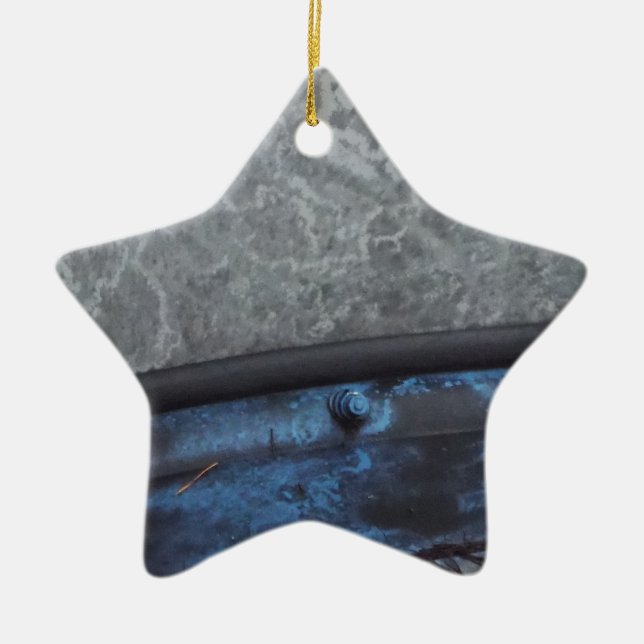 Blue Truck fosted window Ceramic Tree Decoration (Front)