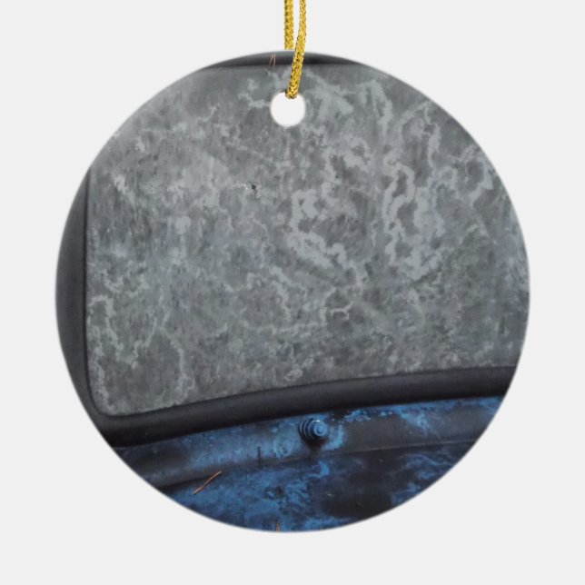 Blue Truck fosted window Ceramic Tree Decoration (Front)