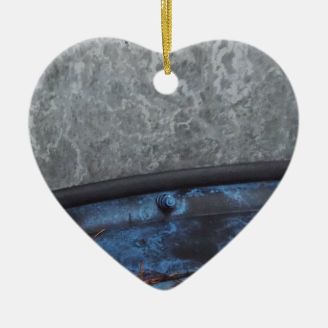 Blue Truck fosted window Ceramic Tree Decoration (Front)