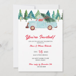 Blue Truck Holiday Party Invitation