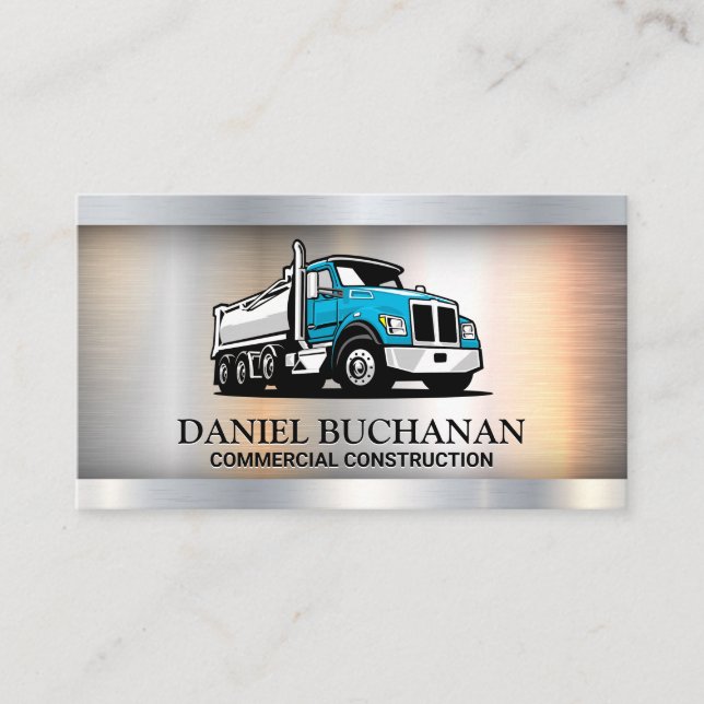 Blue Truck Logo | Metallic Business Card (Front)