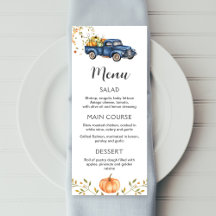 Blue truck menu, editable pumpkin printable menu