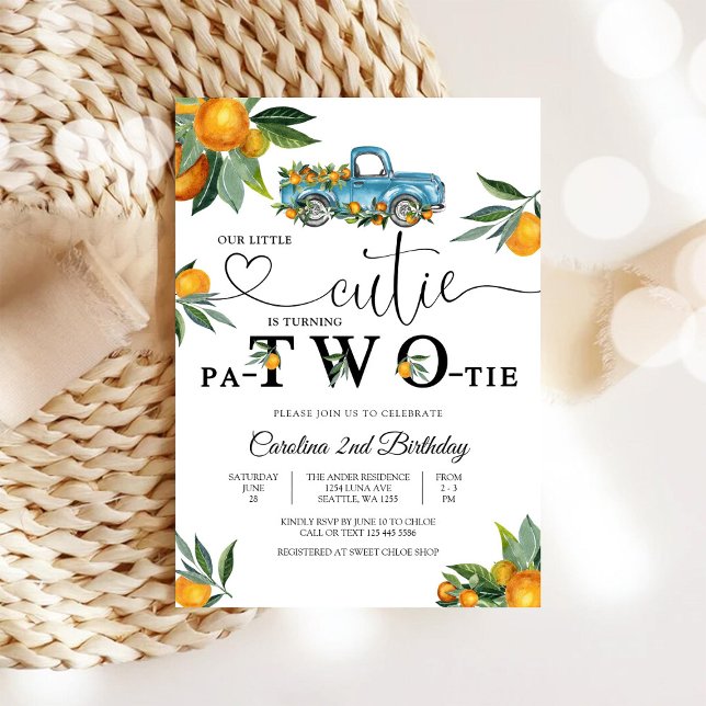 Blue Truck Orange Birthday Invitation (Creator Uploaded)