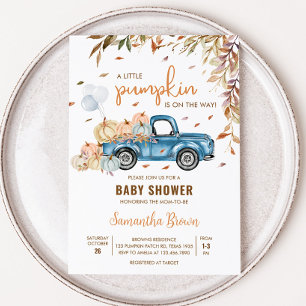 Blue Truck Pumpkin Baby Shower  Invitation