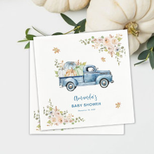 Blue Truck Pumpkin Baby Shower Napkin
