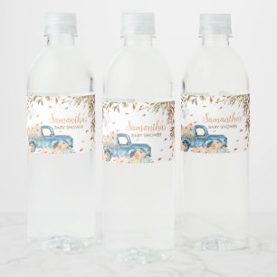 Blue Truck Pumpkin Baby Shower  Water Bottle Label