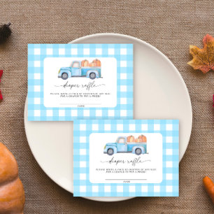 blue truck Pumpkin Fall diaper raffle ticket  Enclosure Card