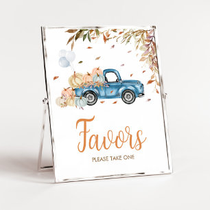 Blue Truck Pumpkin Favours Baby Shower Poster