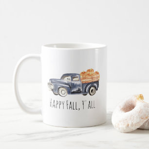 Blue Truck Pumpkin Mug - "Happy Fall, Y'all"