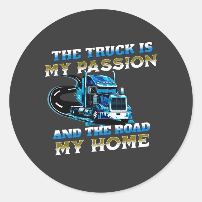 Blue Truck Speed Road Passion Home Driver Design Classic Round Sticker (Front)