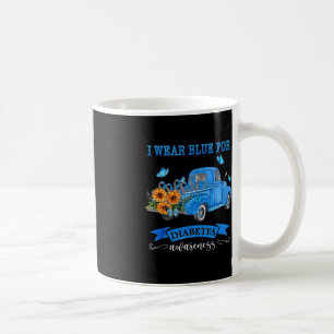 Blue Truck Sunflower I Wear Blue For Diabetes Awar Coffee Mug