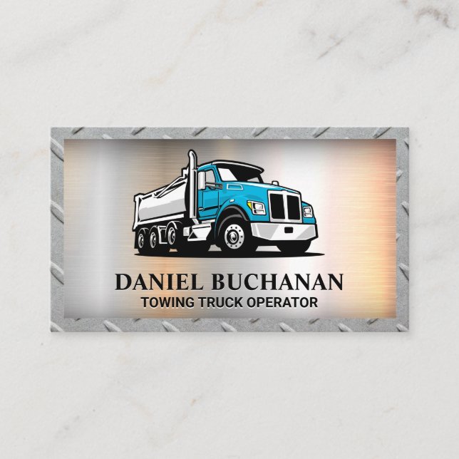 Blue Truck Vehicle | Metal  Business Card (Front)
