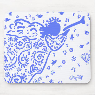 blue trumpet angel mousepad