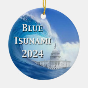 Blue Tsunami Election 2024 Ceramic Tree Decoration