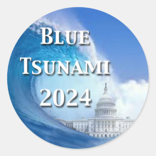 Blue Tsunami Election 2024 Classic Round Sticker