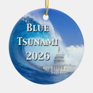 Blue Tsunami Election 2026 Ceramic Tree Decoration