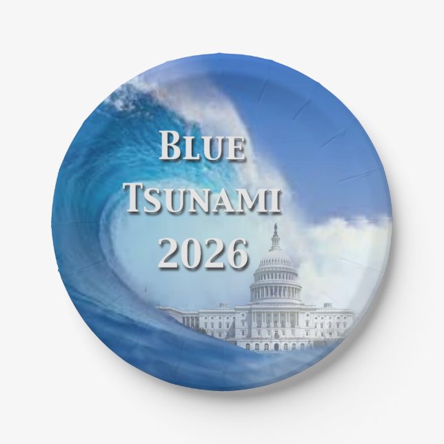 Blue Tsunami Election 2026 Paper Plate (Front)