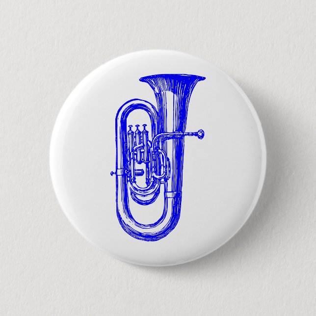 Blue Tuba 6 Cm Round Badge (Front)