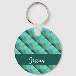 Blue tufted patterned key ring