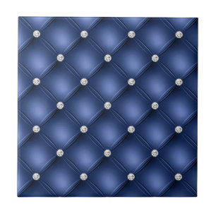 Blue Tufted Small Square Decorative Pattern Tile