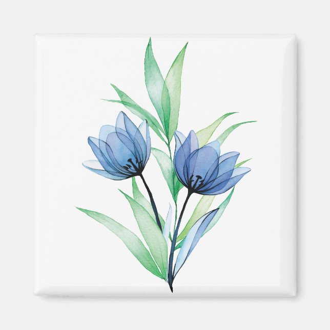 Blue tulip flower magnet (Front)