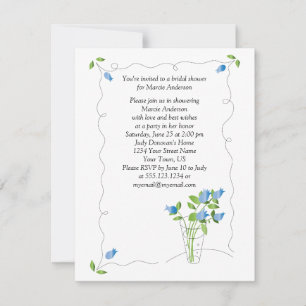 Blue Tulip Flowers Bridal Shower Invite