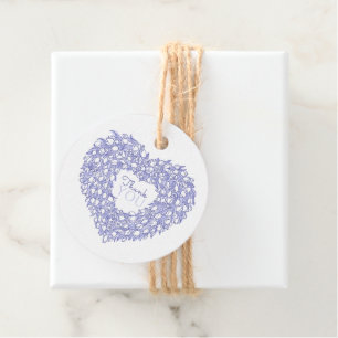 Blue tulip heart thank you wedding favour tags