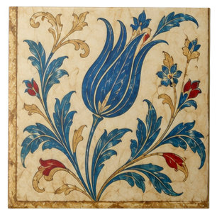 Blue Tulip Ottoman Botanical Floral Art Tile