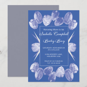Blue Tulips Baby Shower Invitation