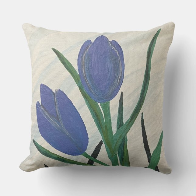 Blue Tulips  Cushion (Front)