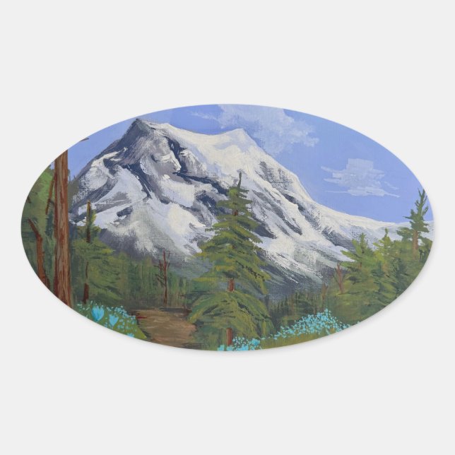Blue Tulips on a hike Oval Sticker (Front)