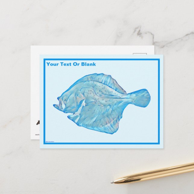 Blue Turbot Postcard (Front/Back In Situ)