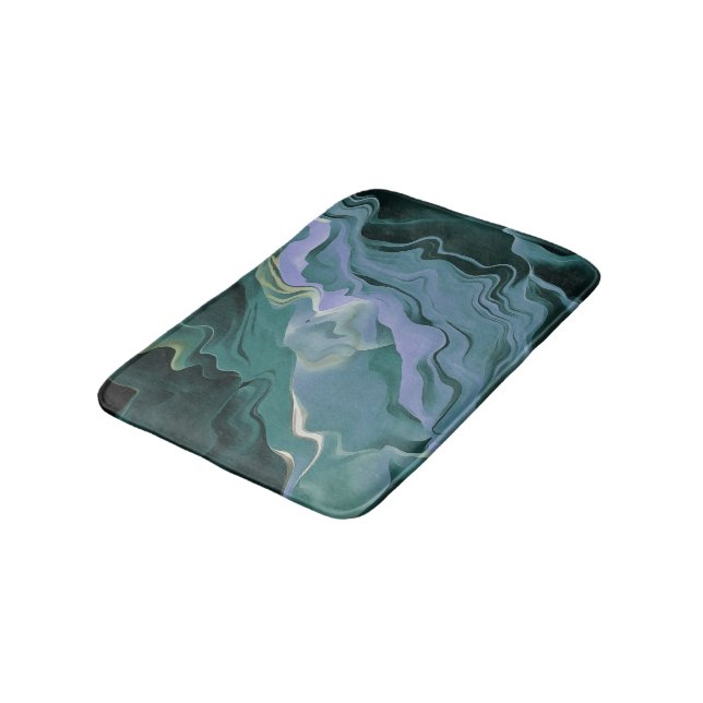 Blue Turbulence Acrylic Pour Abstract Art Bath Mat (Angled)