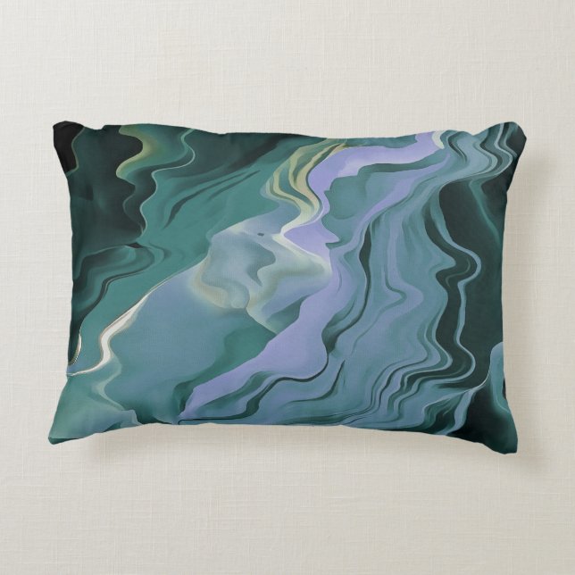 Blue Turbulence Acrylic Pour Abstract Art Decorative Cushion (Back)