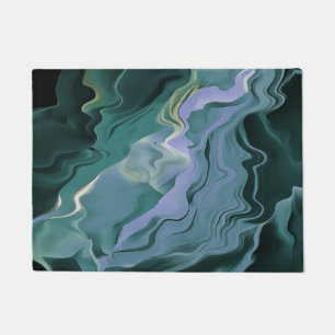 Blue Turbulence Acrylic Pour Abstract Art Doormat