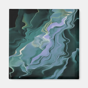 Blue Turbulence Acrylic Pour Abstract Art Magnet