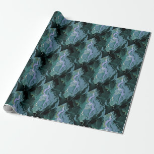 Blue Turbulence Acrylic Pour Abstract Art Wrapping Paper