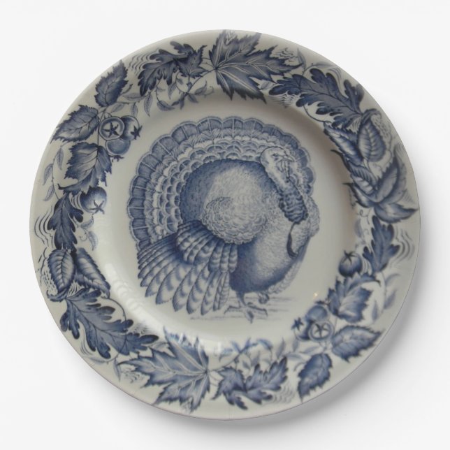 Blue Turkey Paper Plate (Front)
