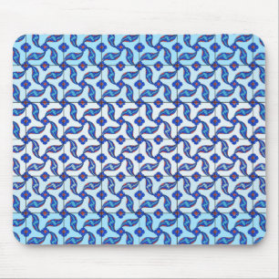 Blue Turkish Iznik Tile Pattern Mouse Mat