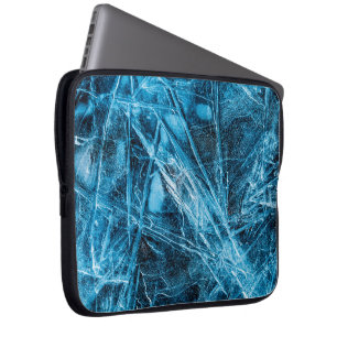 Blue Turquoise Abstract Ice Art Laptop Sleeve