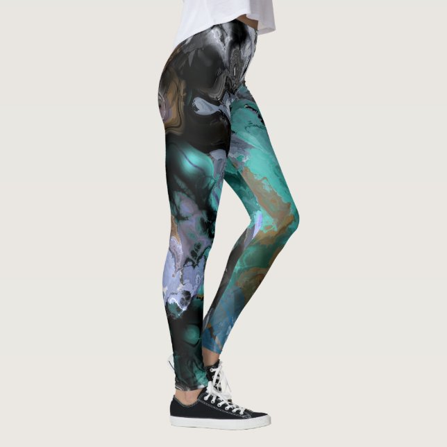 Blue, Turquoise and Purple abstract   Leggings (Right)