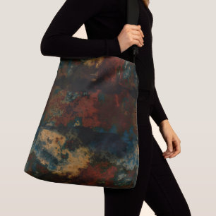 Blue, Turquoise and Rust Marble Abstract Crossbody Bag