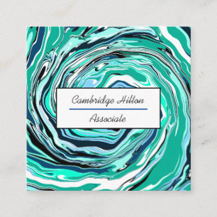 Blue, Turquoise and Teal Marble Swirls  Square Business Card