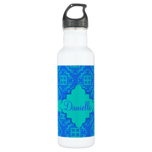Blue & Turquoise Aqua Arabesque Moroccan 710 Ml Water Bottle