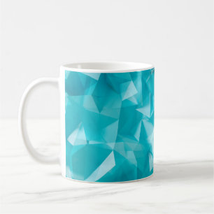 Blue, turquoise background with crystals, triangle coffee mug