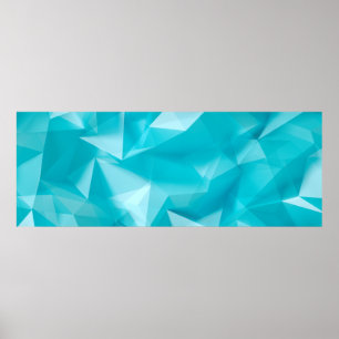 Blue, turquoise background with crystals, triangle poster