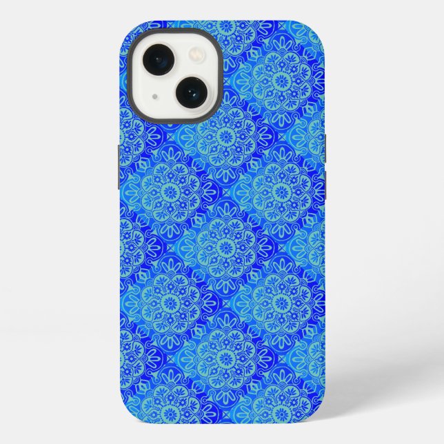  Blue turquoise boho iPhone case (Back)
