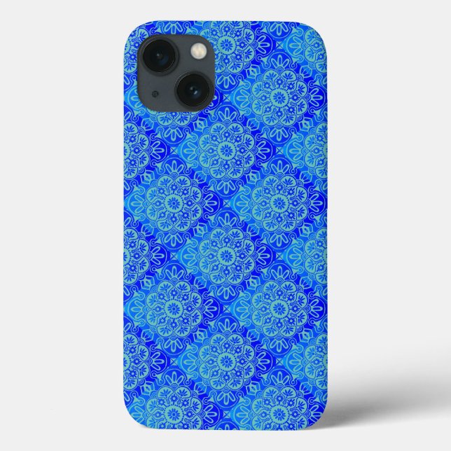  Blue turquoise boho iPhone case (Back)