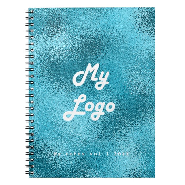 Blue Turquoise business logo Notebook (Front)